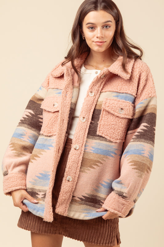 Pink Western Aztec Jacket Shaket