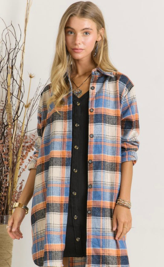 Orange Button Down Flannel Shaket