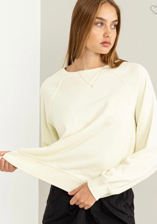 Cream Long Sleeve Everyday Top