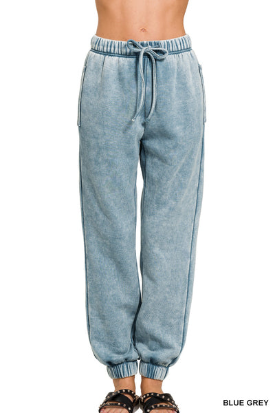 Acid Wash Jogger in Blue Grey