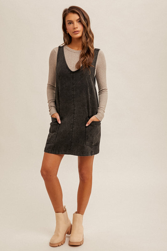 Snow Wash Twill Overall Dress