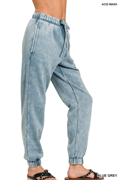 Acid Wash Jogger in Blue Grey