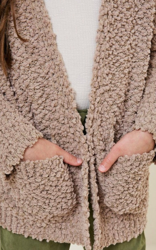 Taupe Pop Corn Cardigan