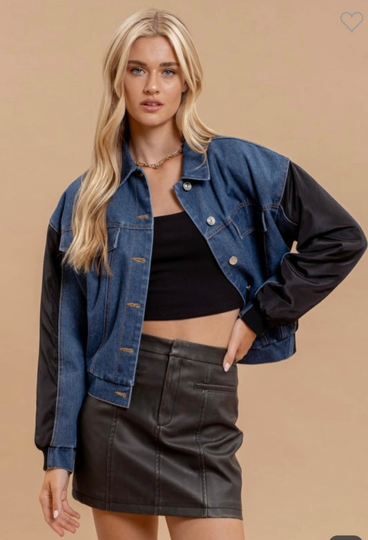 Contrast Drop Shoulder Denim Jacket